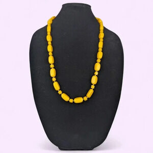 (2/$20) Yellow Vintage Plastic Beaded Necklace